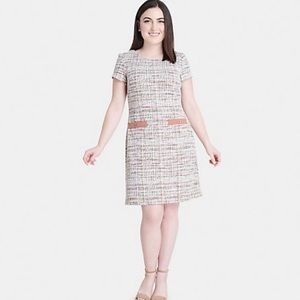 Connected Apparel Tweed Short Sleeve Sheath Dress